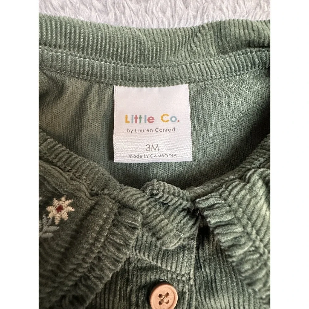 Little Co. by Lauren Conrad Baby Outfit Size 3M Green Corduroy‎ Top with 2 Pants